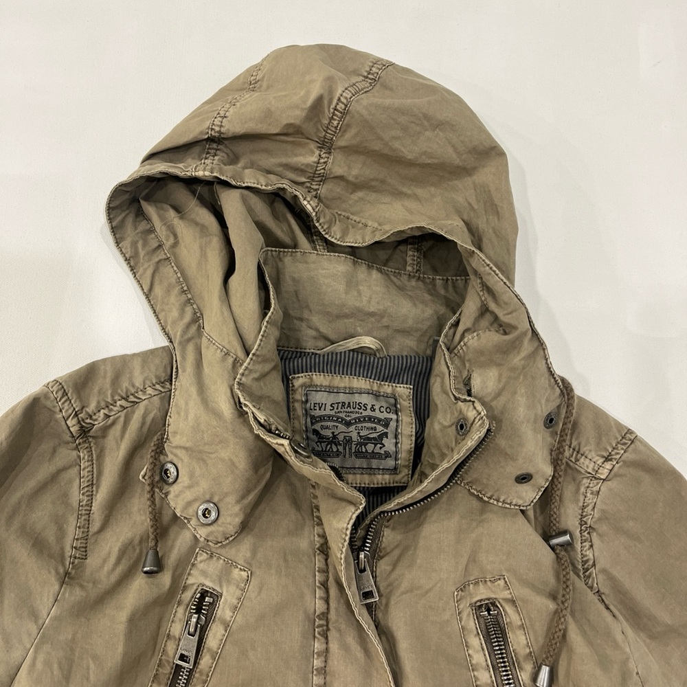 SOLD Levi's Army Jacket Womens M Green Hooded Field Chore Military Utility Coat - Picture 5 of 16